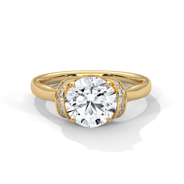 Hidden Halo Solitaire Lab Grown Diamond Gold Ring