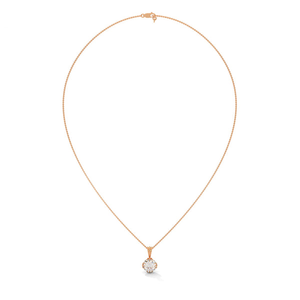 Radiant Bloom Lab Grown Round Diamond Gold Pendant Chain