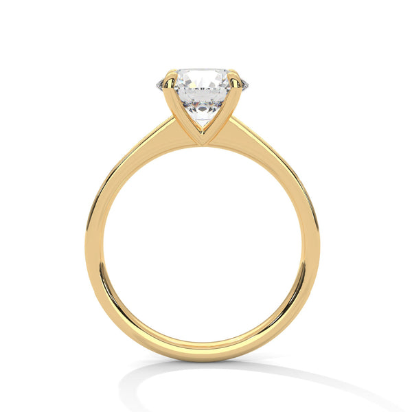 Round Cut Pave Lab Grown Diamond Gold Ring
