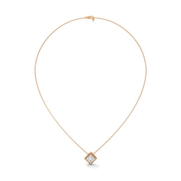 Modern Grace Princess Cut Lab Grown Diamond Gold Pendant Chain