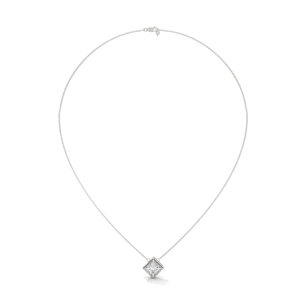 Modern Grace Princess Cut Lab Grown Diamond Gold Pendant Chain