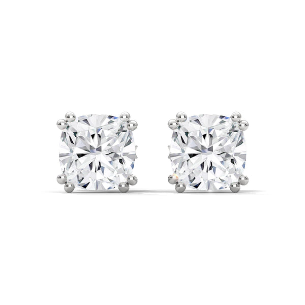Cushion Cut Lab Grown Diamond Gold Stud Earrings