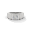 “Bold gold men’s diamond ring showcasing a sleek grooved band and radiant square diamond cluster, crafted for luxury, style, and everyday elegance.”