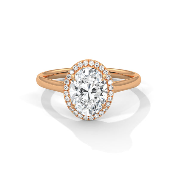 Oval Cut with Classic Halo Setting Lab Grown Diamond Gold Ring