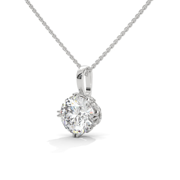 Eternal Brilliance Round Lab Grown Diamond Gold Pendant Chain