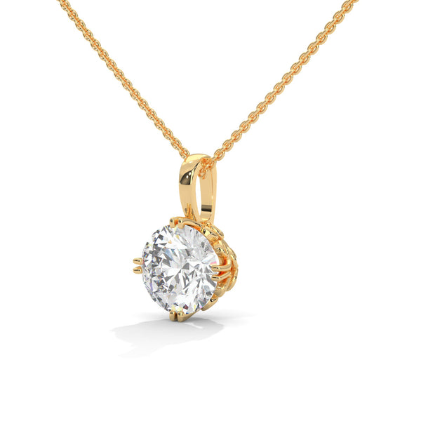 Eternal Brilliance Round Lab Grown Diamond Gold Pendant Chain