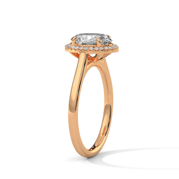 Oval Cut with Classic Halo Setting Lab Grown Diamond Gold Ring