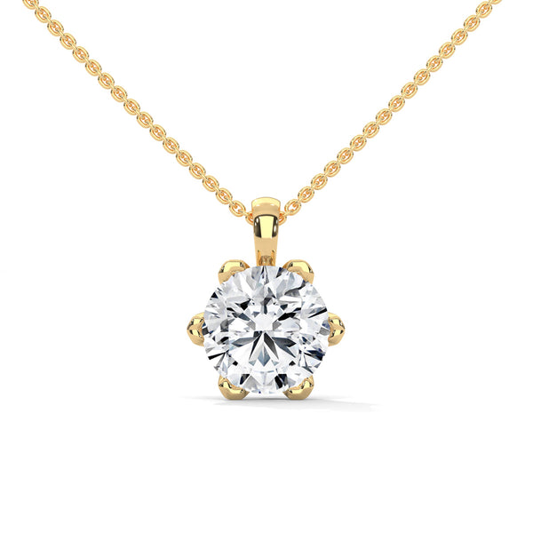 Timeless Sparkle Round Lab Grown Diamond Gold Pendant Chain