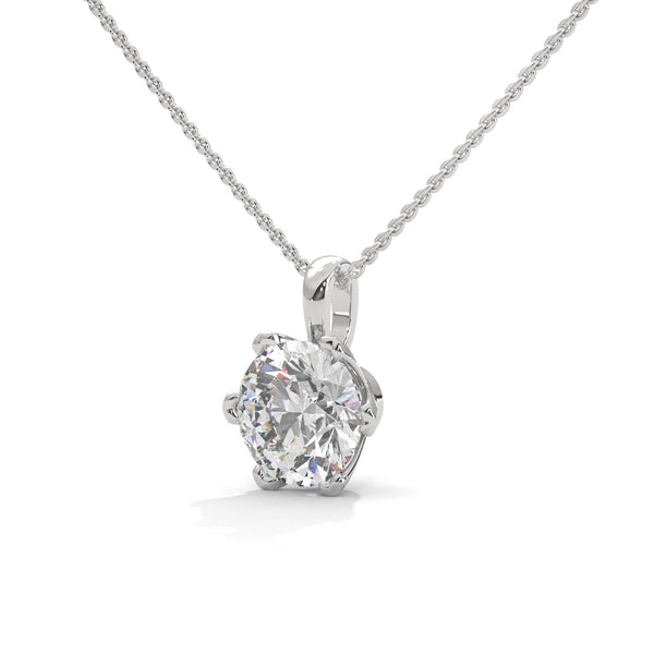 Timeless Sparkle Round Lab Grown Diamond Gold Pendant Chain