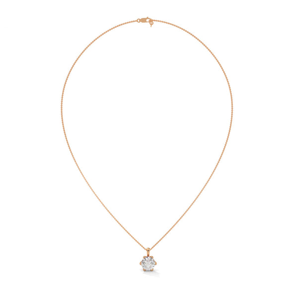 Timeless Sparkle Round Lab Grown Diamond Gold Pendant Chain