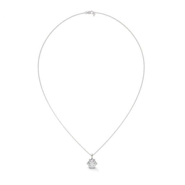 Timeless Sparkle Round Lab Grown Diamond Gold Pendant Chain