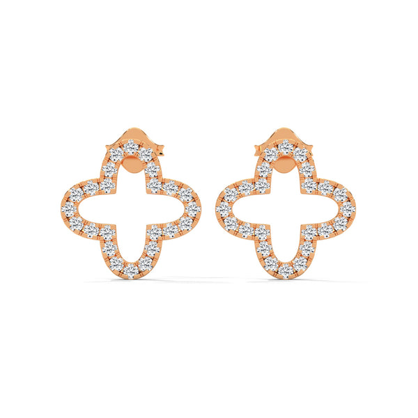 Radiant Clover Lab Grown Diamond Gold Stud Earrings