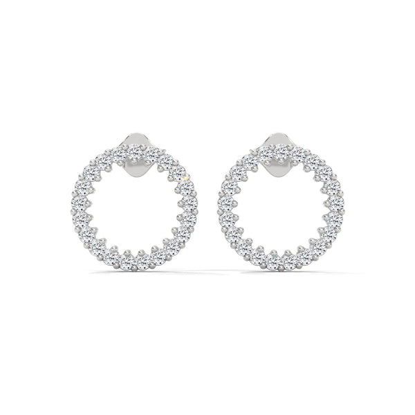 Lab Grown Round Diamond Open Circle Gold Earrings