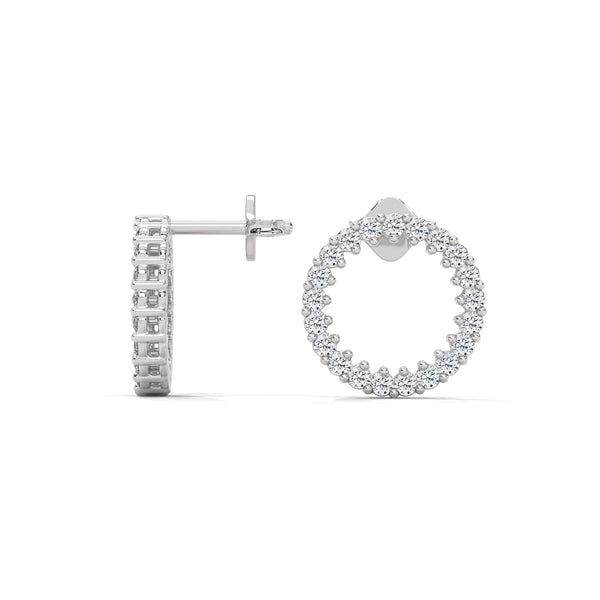 Lab Grown Round Diamond Open Circle Gold Earrings