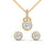 A mesmerizing rose gold jewelry set featuring dazzling round-cut diamonds framed in floral-inspired prongs, perfect for elevating any occasion with timeless sparkle.