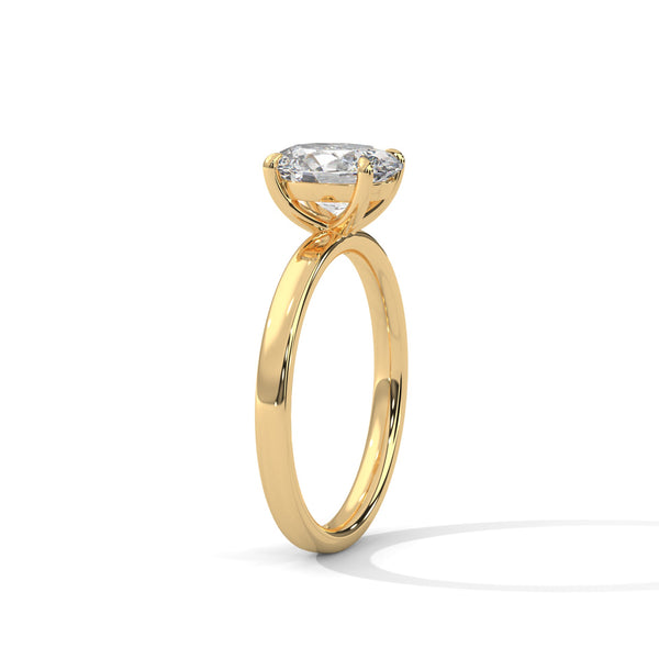 Elegant Oval Solitaire Lab Grown Diamond Gold Ring