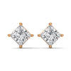 Princess Cut Lab Grown Diamond Gold Stud Earrings
