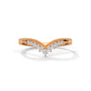 V-shaped gold band with row of round-cut lab grown diamonds