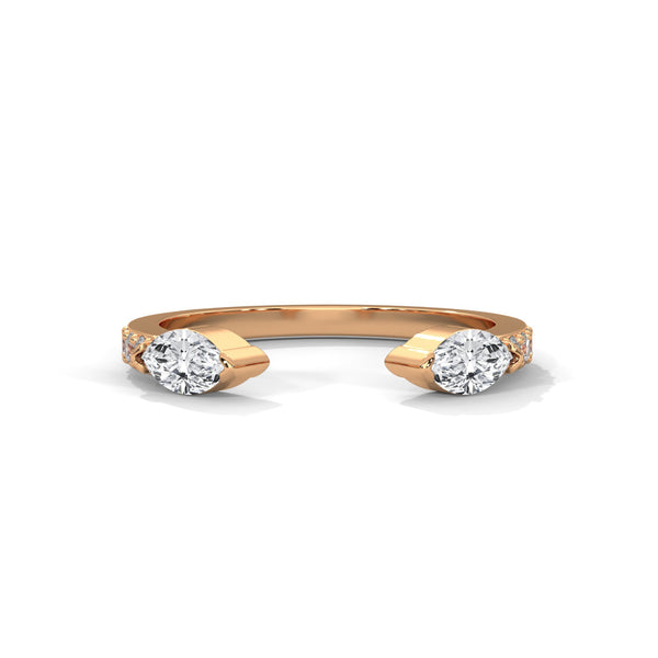 marquise-cut and brilliant round cut lab grown diamond open band silhouette