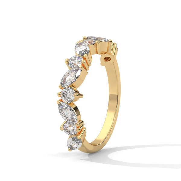 Half eternity wedding band with Marquise and Round cut lab grown Diamond for