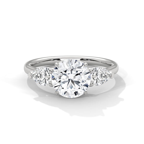 Pear Shaped Three-Stone Lab Grown Diamond Gold Ring
