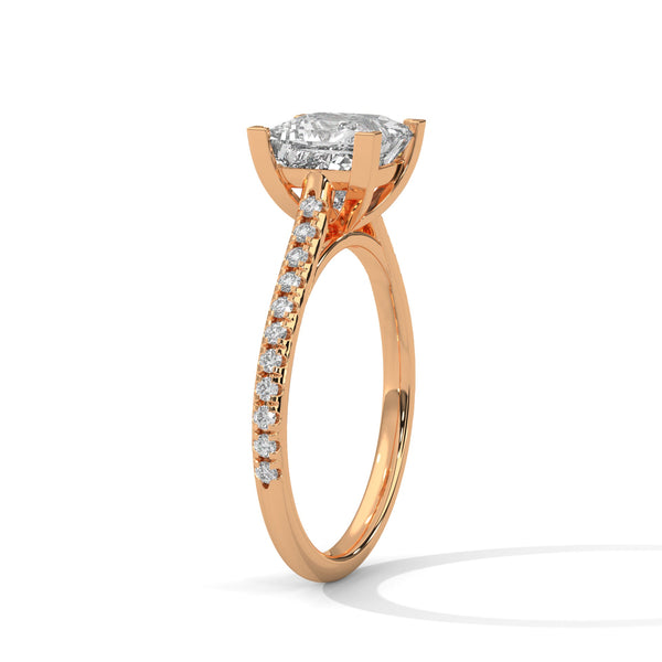 A bold princess-cut lab-grown diamond set atop a pave band — modern elegance meets timeless sparkle.