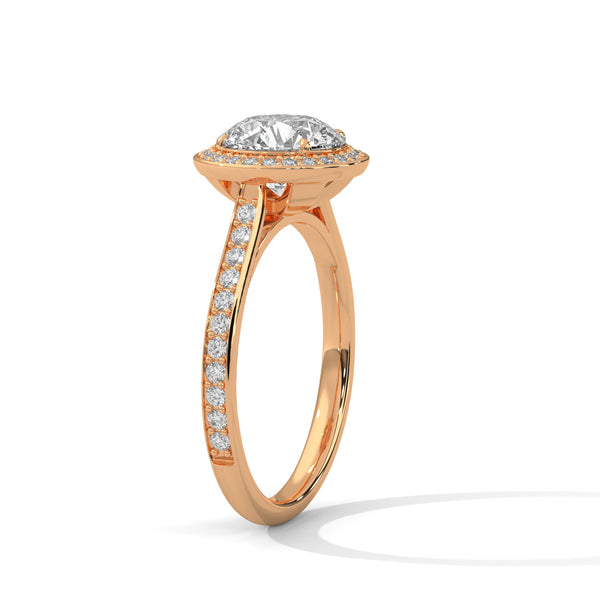 “Dazzling round halo engagement ring with pavédiamonds, premium white gold design, and brilliant sparkle—crafted for timeless luxury and unforgettable proposals.”