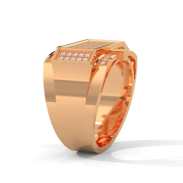 "Experience bold luxury with this statement diamond ring, expertly crafted in gold to deliver unmatched brilliance, sophistication, and modern masculine elegance."