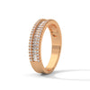 baguette-cut and round cut lab grown Diamond Double Halo Gold Band