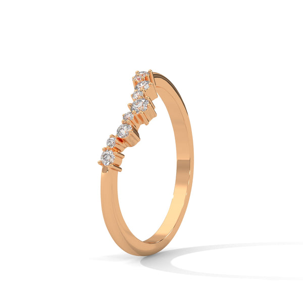 UNIQUE CURVED ROUND CUT EXQUISITE LAB GROWN DIAMOND RING