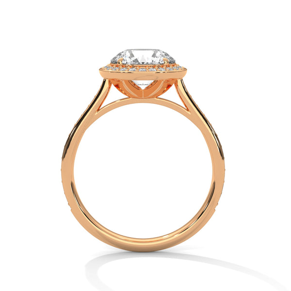 “Dazzling round halo engagement ring with pavédiamonds, premium white gold design, and brilliant sparkle—crafted for timeless luxury and unforgettable proposals.”