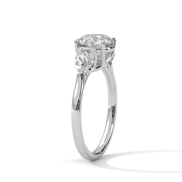 Pear Shaped Three-Stone Lab Grown Diamond Gold Ring