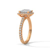 “Celesttia Ring—princess-cut brilliance, radiant halo sparkle, and pavé band elegance crafted to symbolize modern beauty, timeless love, and unforgettable moments.”