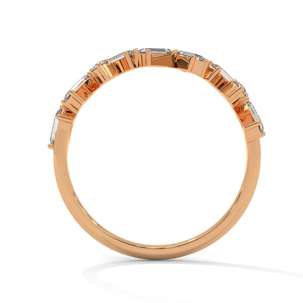 BAGUETTE CUT LAB GROWN DIAMOND GOLD BAND IN SLEEK ZIGZAG PATTERN