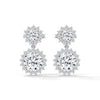 Twilight Bloom Double Halo Lab Grown Round Diamond Gold Drop Earrings