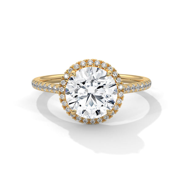 Round Lab Grown Diamond Gold Ring Pave Perfection in a Timeless Halo Design