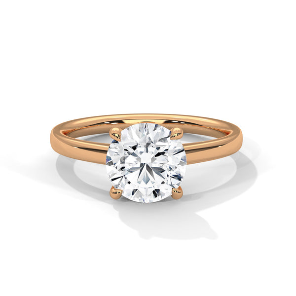 Classic Round Cut Lab Grown Diamond Gold Solitaire Ring