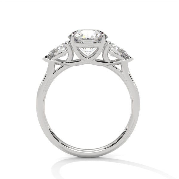 Pear Shaped Three-Stone Lab Grown Diamond Gold Ring
