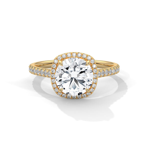 Radiant Halo Lab Grown Diamond Gold Engagement Ring