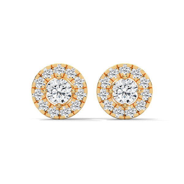 Celestial Halo Lab Grown Diamond Gold Stud Earrings