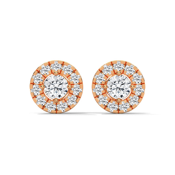 Celestial Halo Lab Grown Diamond Gold Stud Earrings