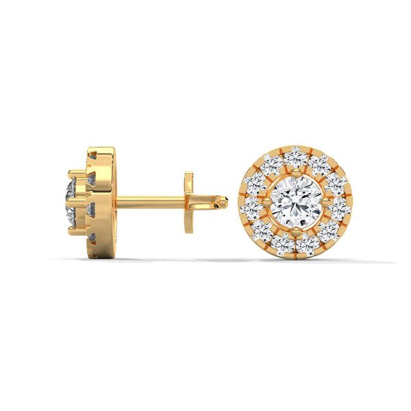 Celestial Halo Lab Grown Diamond Gold Stud Earrings