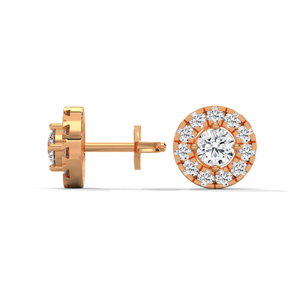 Celestial Halo Lab Grown Diamond Gold Stud Earrings