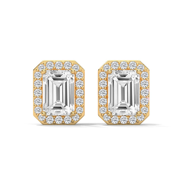 Emerald Radiance Lab Grown Diamond Gold Earrings