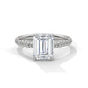 Emerald Cut Lab Grown Diamond Gold Ring Sleek Pave Band Engagement Ring