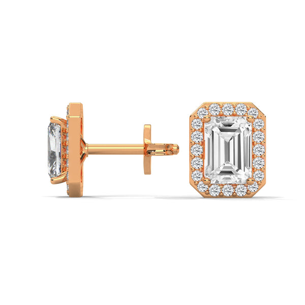 Emerald Radiance Lab Grown Diamond Gold Earrings