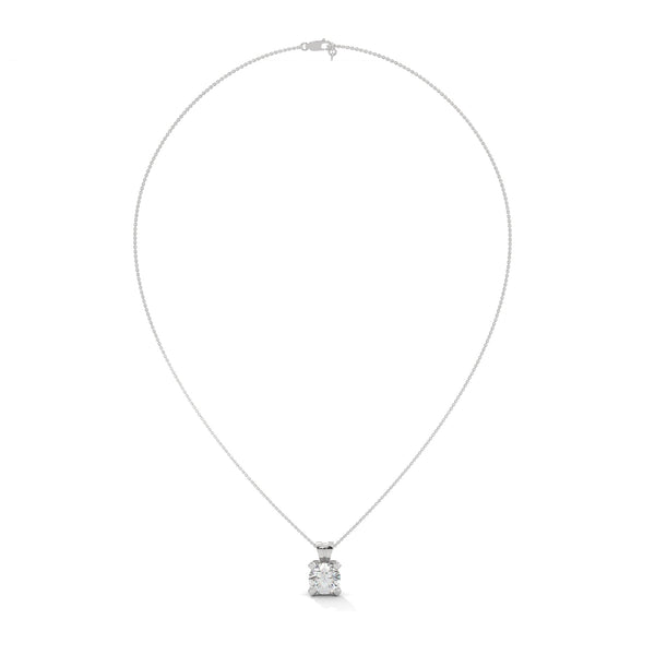 Round Lab Grown Diamond Gold Pendant Chain with Round Cut Lab Grown Diamond