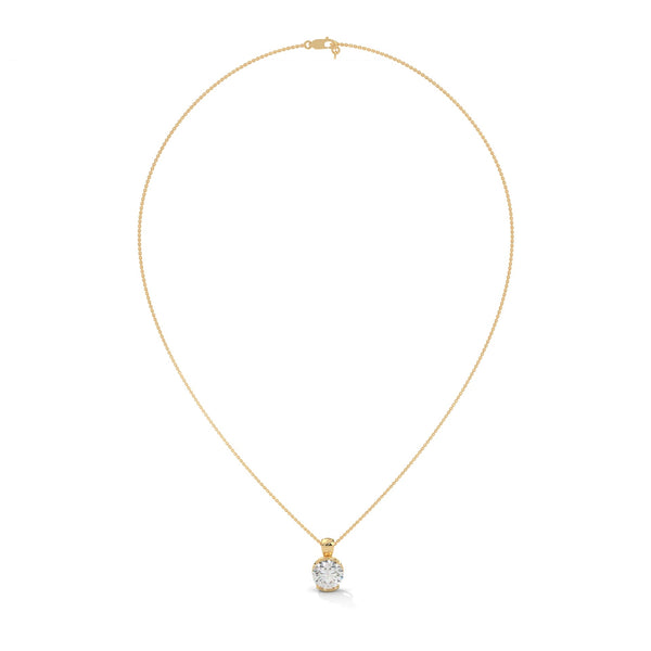 Lab Grown Diamond Half-Bezel Gold Pendant Chain