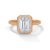 Emerald Cut Lab Grown Diamond Halo Gold Ring