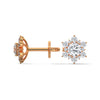Floral Cluster Lab Grown Round Diamond Gold Earrings